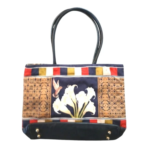 Moo Roo Floral Fabric Tote Bag